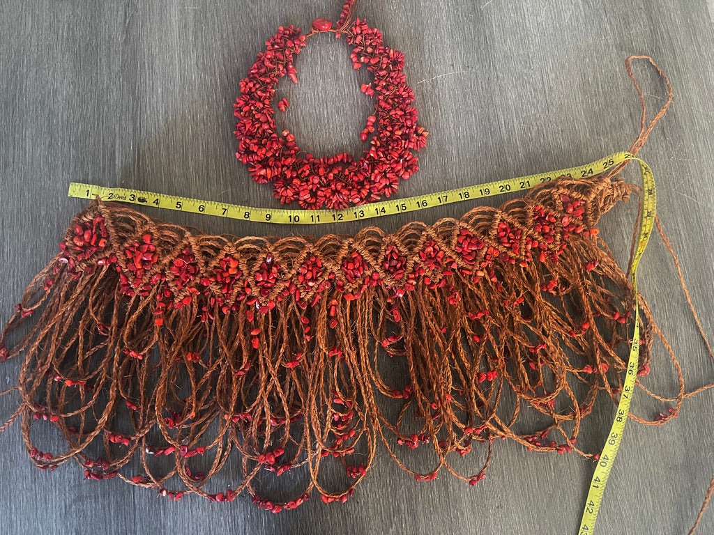 Red Coral Kiekie and Necklace set