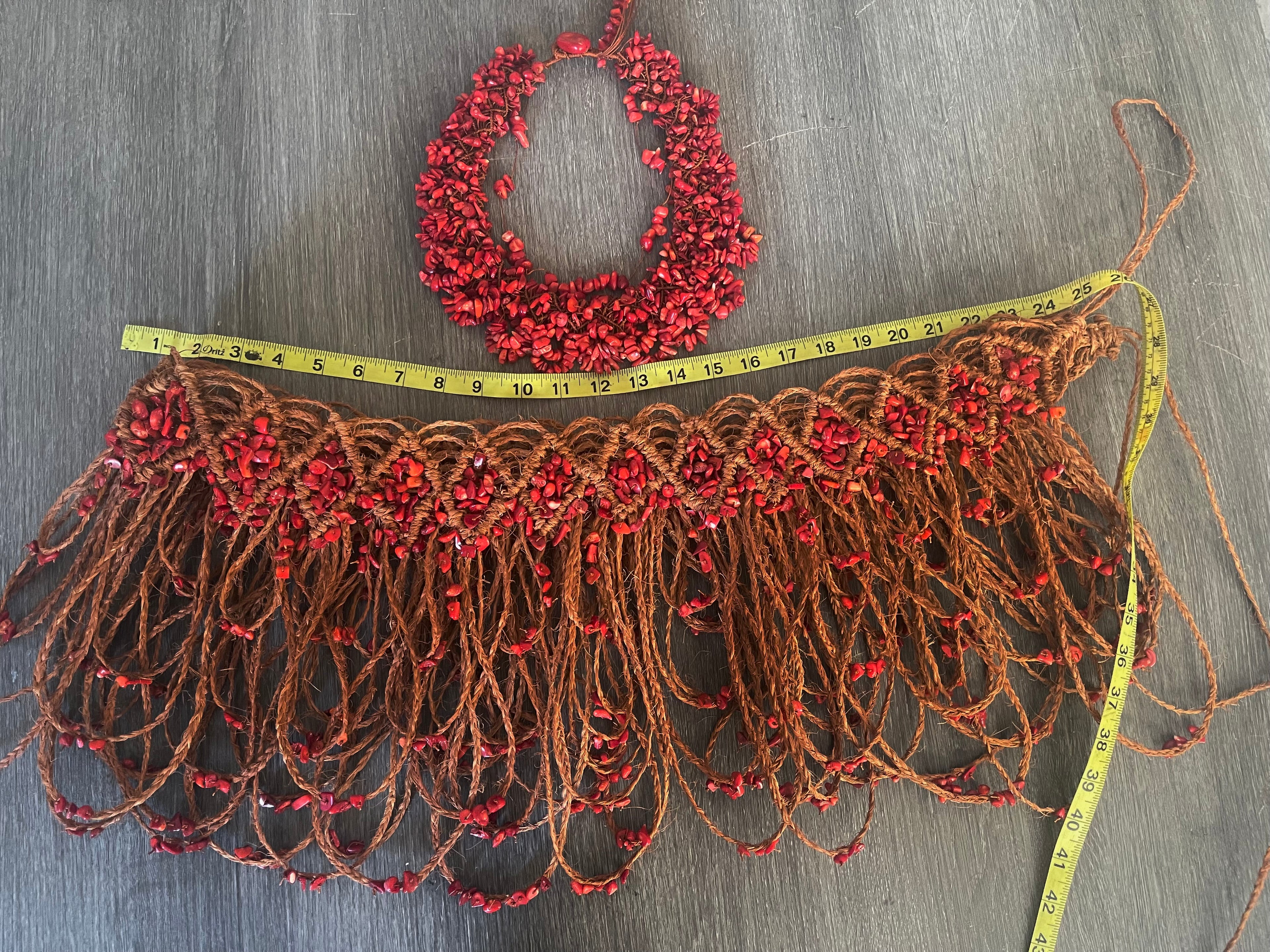 Red Coral Kiekie and Necklace set
