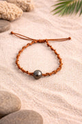 Tiki Pearl Adjustable Tahitian Pearl Bracelet - Handcrafted