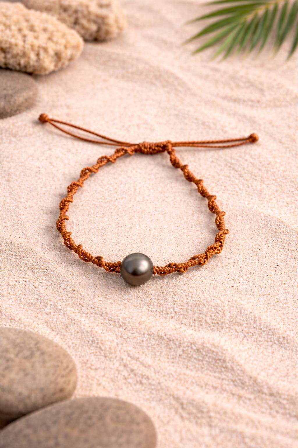 Tiki Pearl Adjustable Tahitian Pearl Bracelet - Handcrafted