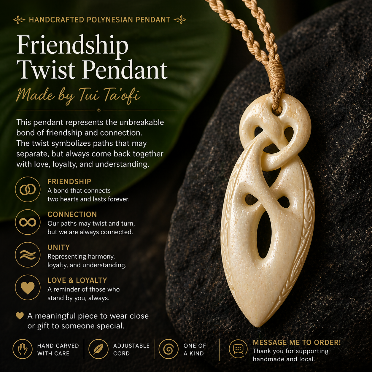 Friendship twist pendant